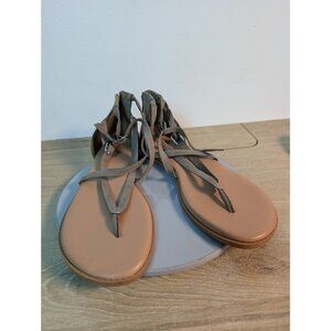 Torrid Tan Suede Strappy Sandals Women's 11 WW Y2K Style Zip Back Buckle